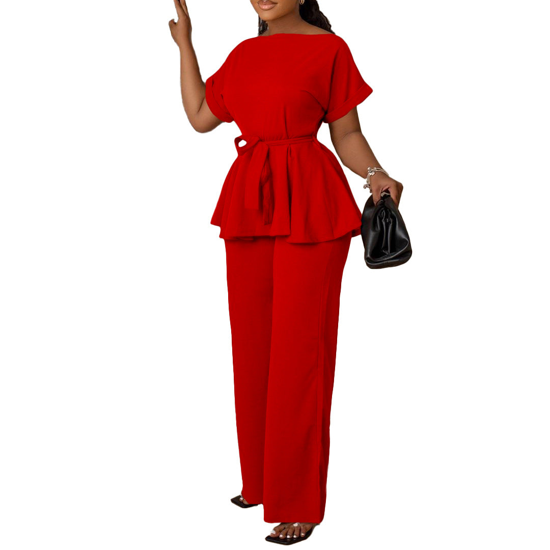 Damen Elegantes Kombination aus Loose-Fit Oberteil und weiten Hosen Stalluxe