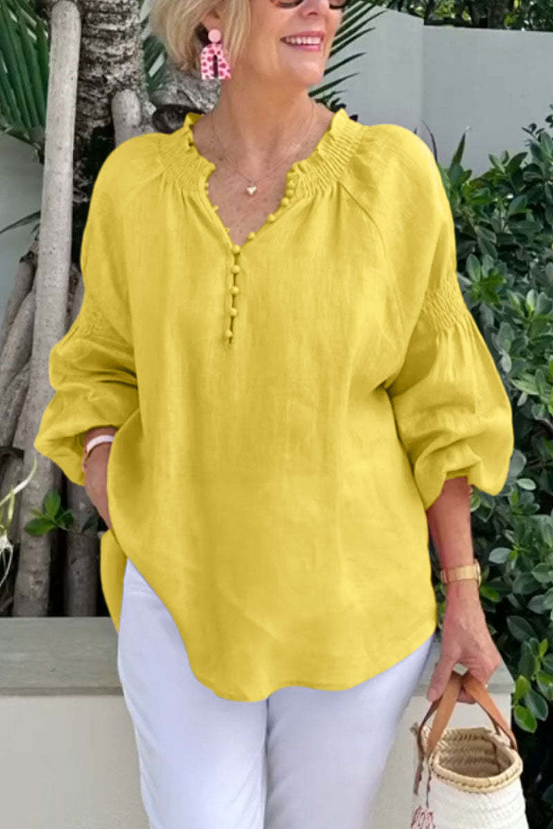 Damen luftige Bluse mit Smock-Ärmeln Stalluxe