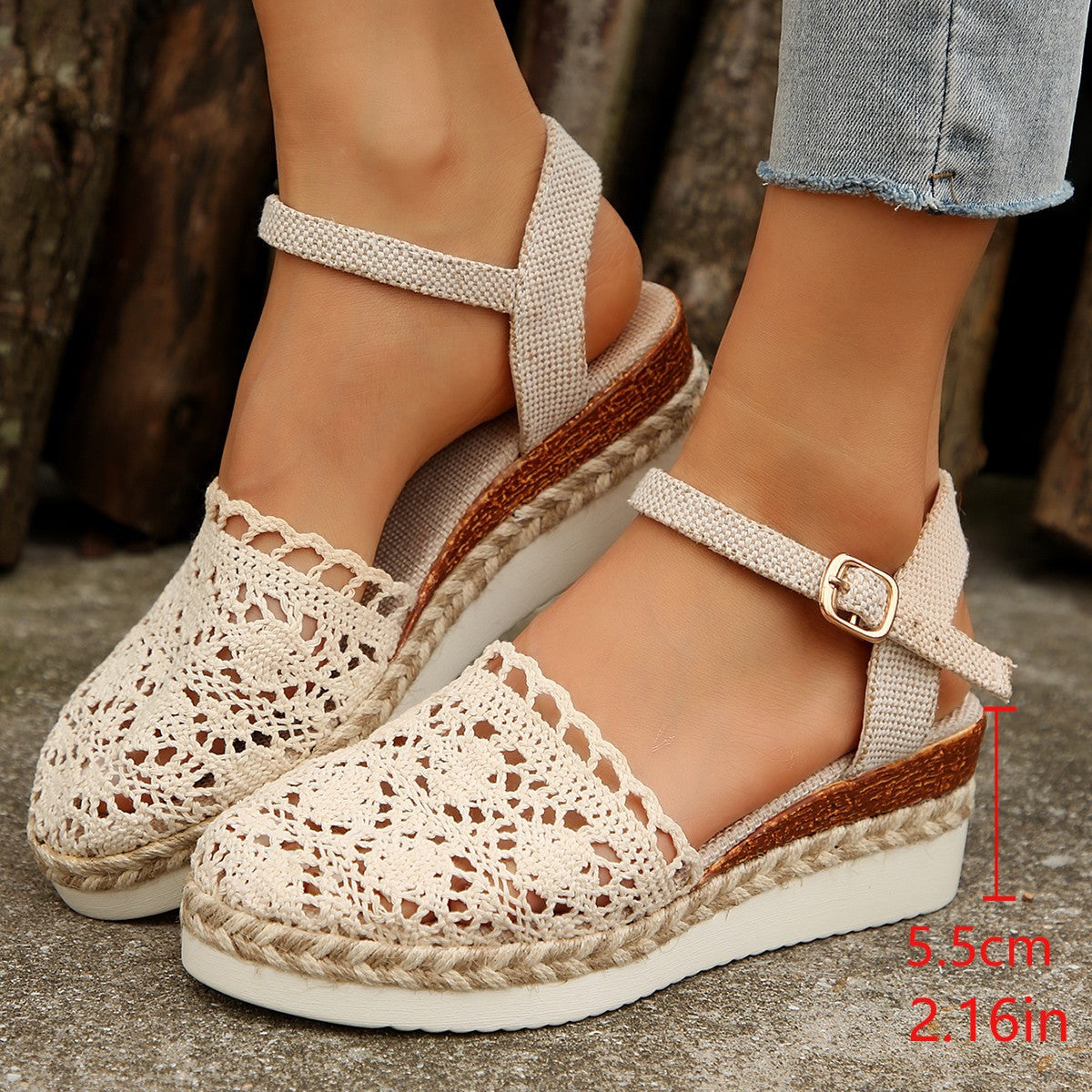 Damen Häkel-Ankelriemen-Espadrilles Stalluxe