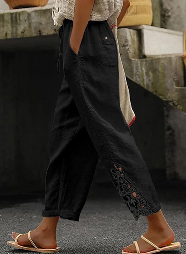 Damen Freizeithose mit aufwendigen Stickereien Stalluxe