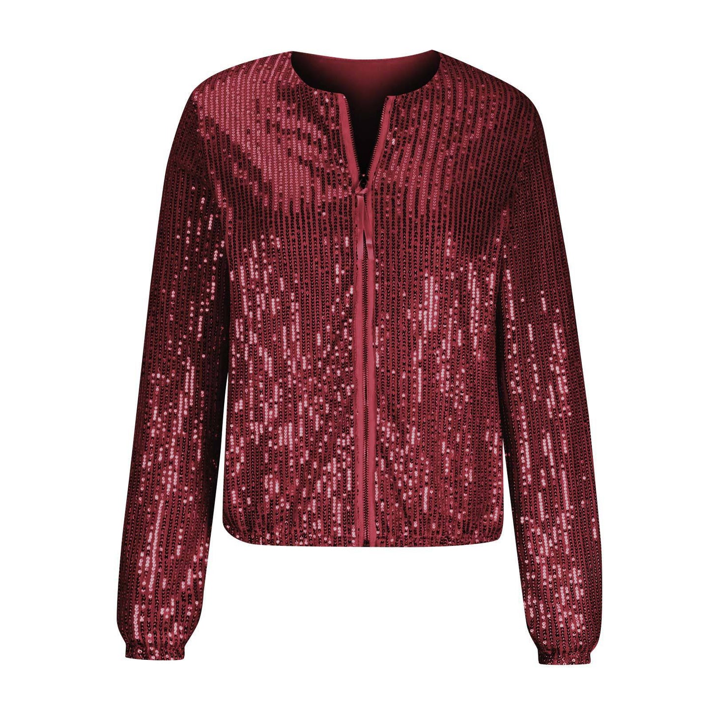 Damen Glamouröse Paillettenjacke mit durchgehendem Reißverschluss und langem Arm Stalluxe