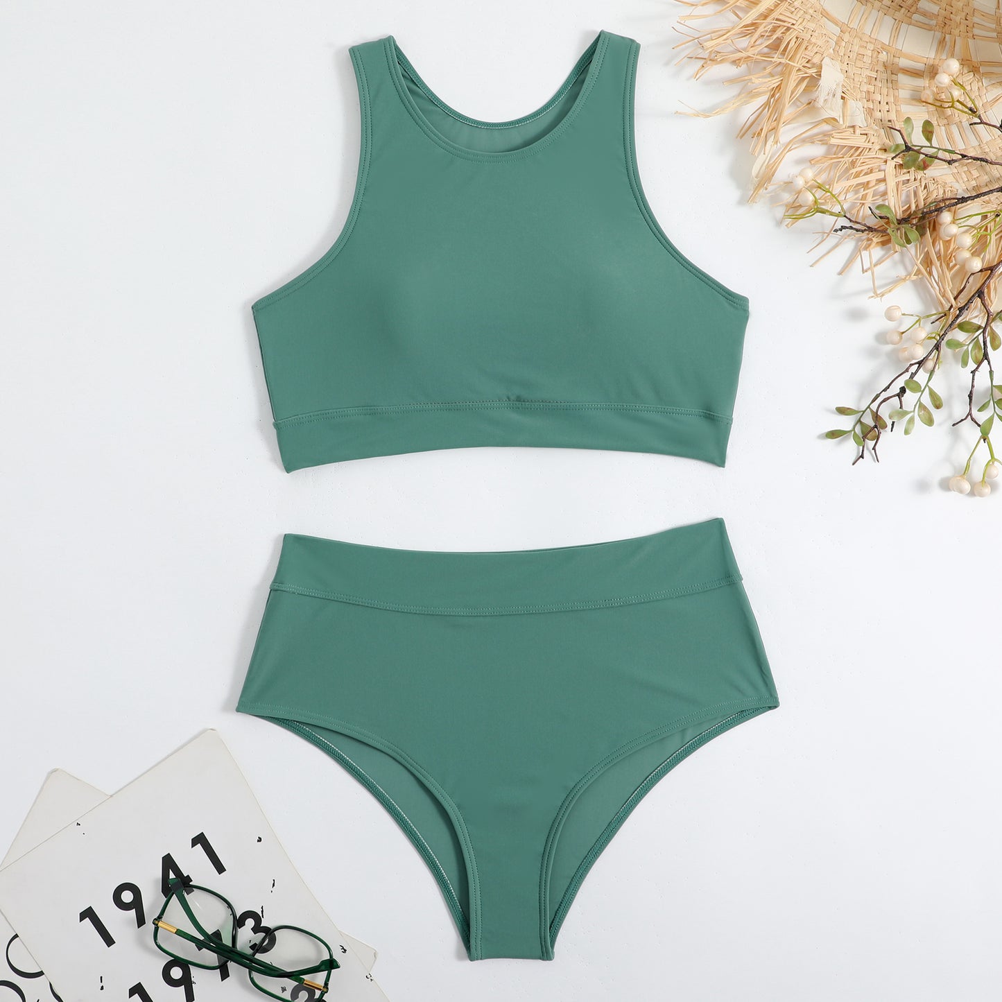 Damen Sport-Bikini-Set mit hochgeschnittenem Hosen und komfortablem Oberteil Stalluxe