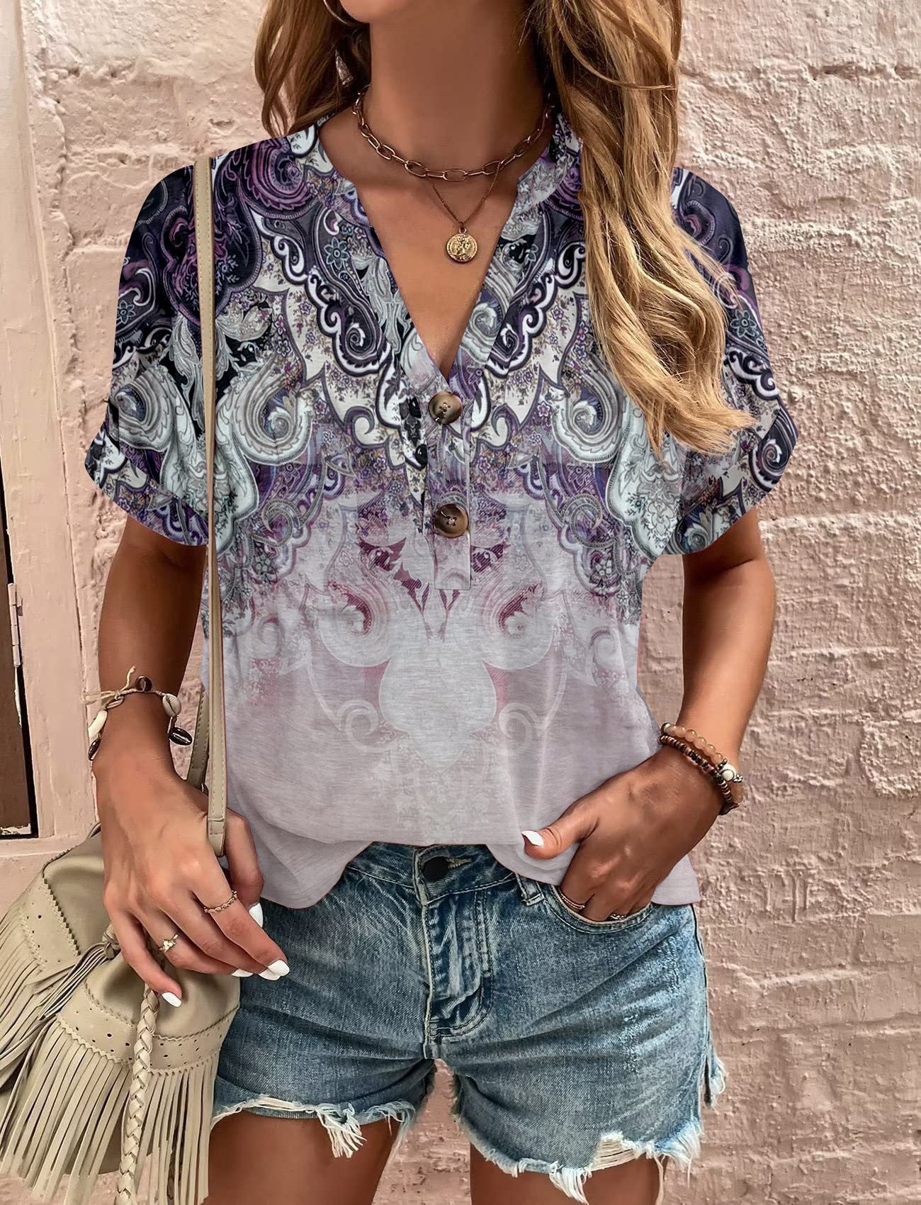Damen Kurzarm-Bluse Stalluxe