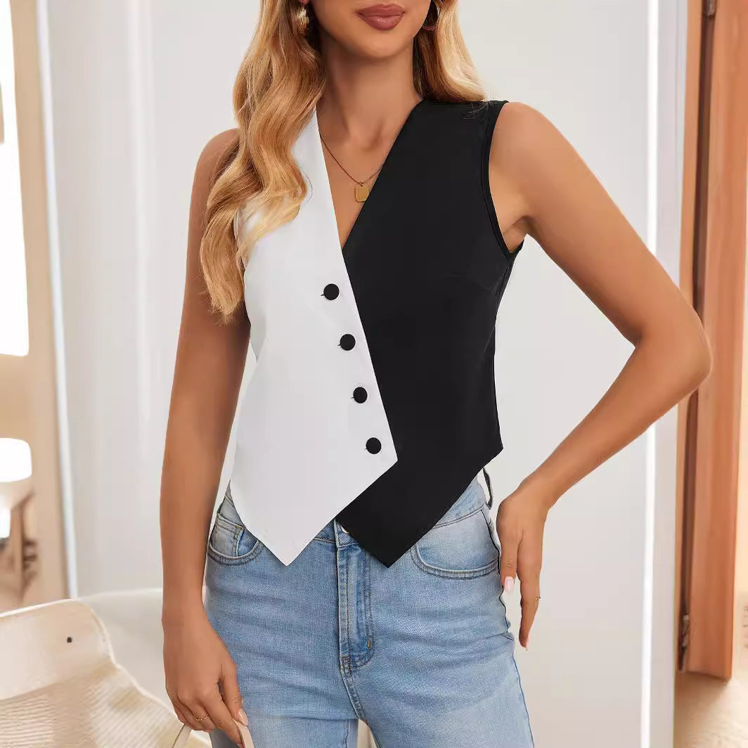Damen Weste mit asymmetrischem Schnitt und Knopfdetails Stalluxe
