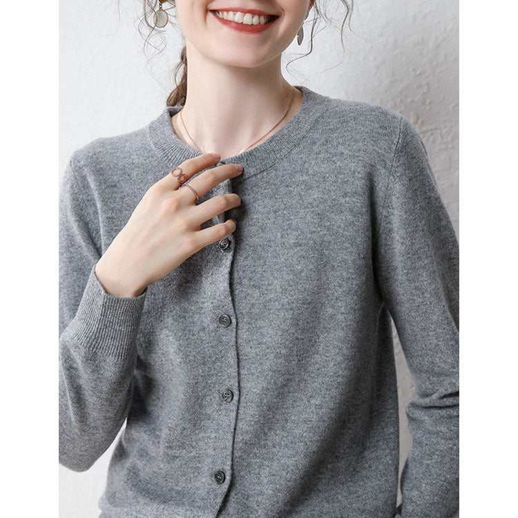 Damen Langärmliger Cardigan aus weichem Feinstrick mit Knopfleiste Stalluxe