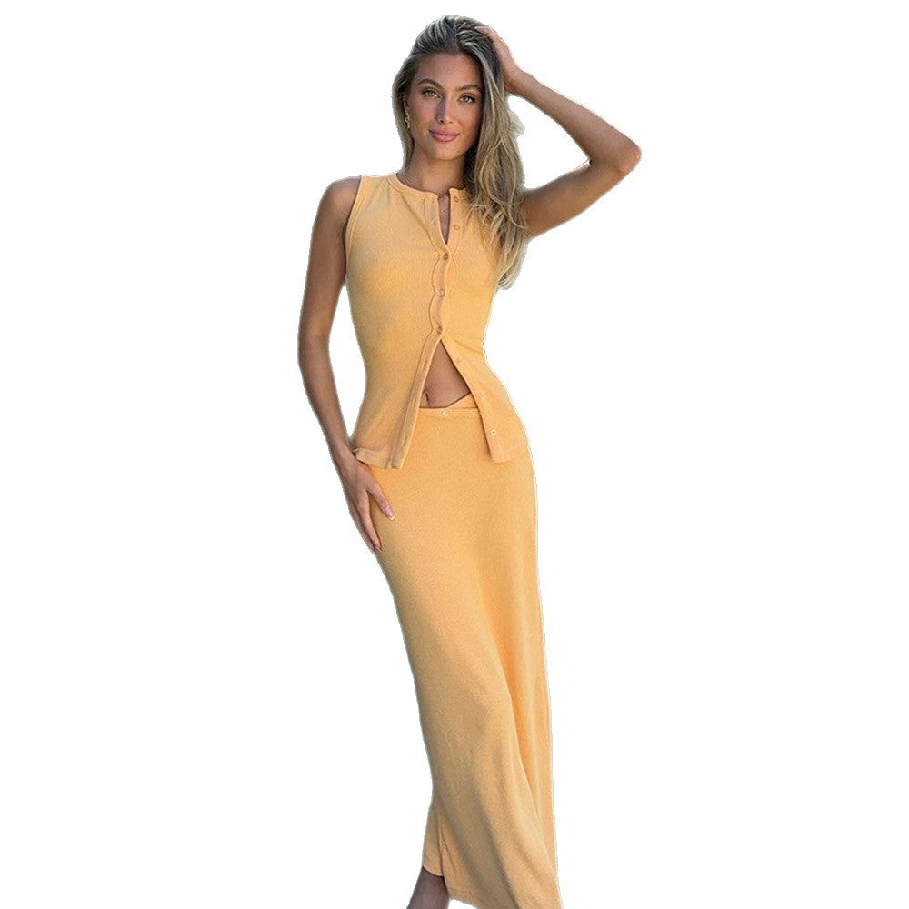 Damen Maxikleid mit Knopfleiste und elegantem Schnitt Stalluxe