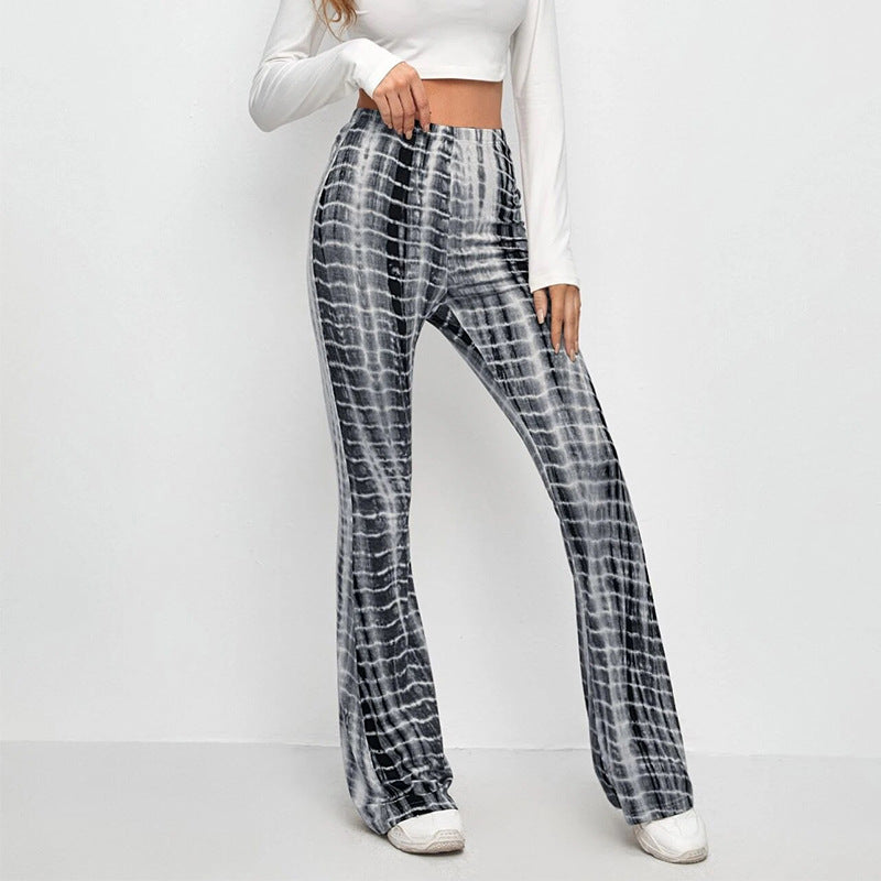 Damen Flared Leggings mit modischem Batik-Design Stalluxe