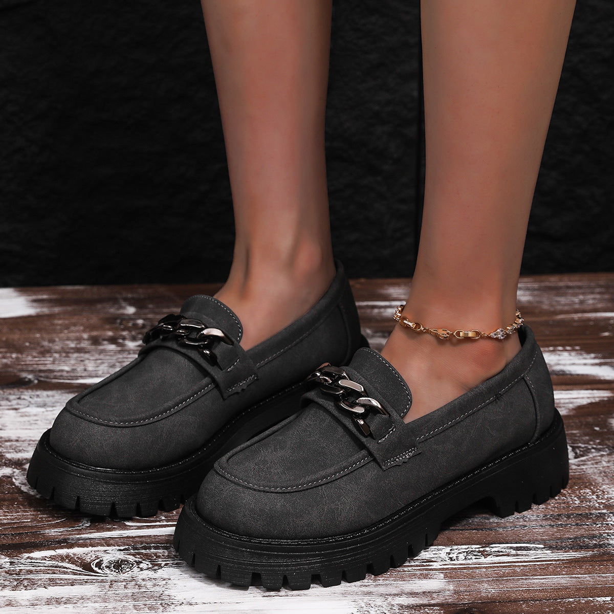 Damen Chunky Loafers mit Ketten-Applikation und robustem Profil Stalluxe