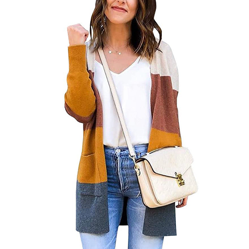 Damen Strickjacke mit Farbblock-Design und praktischen Taschen Stalluxe