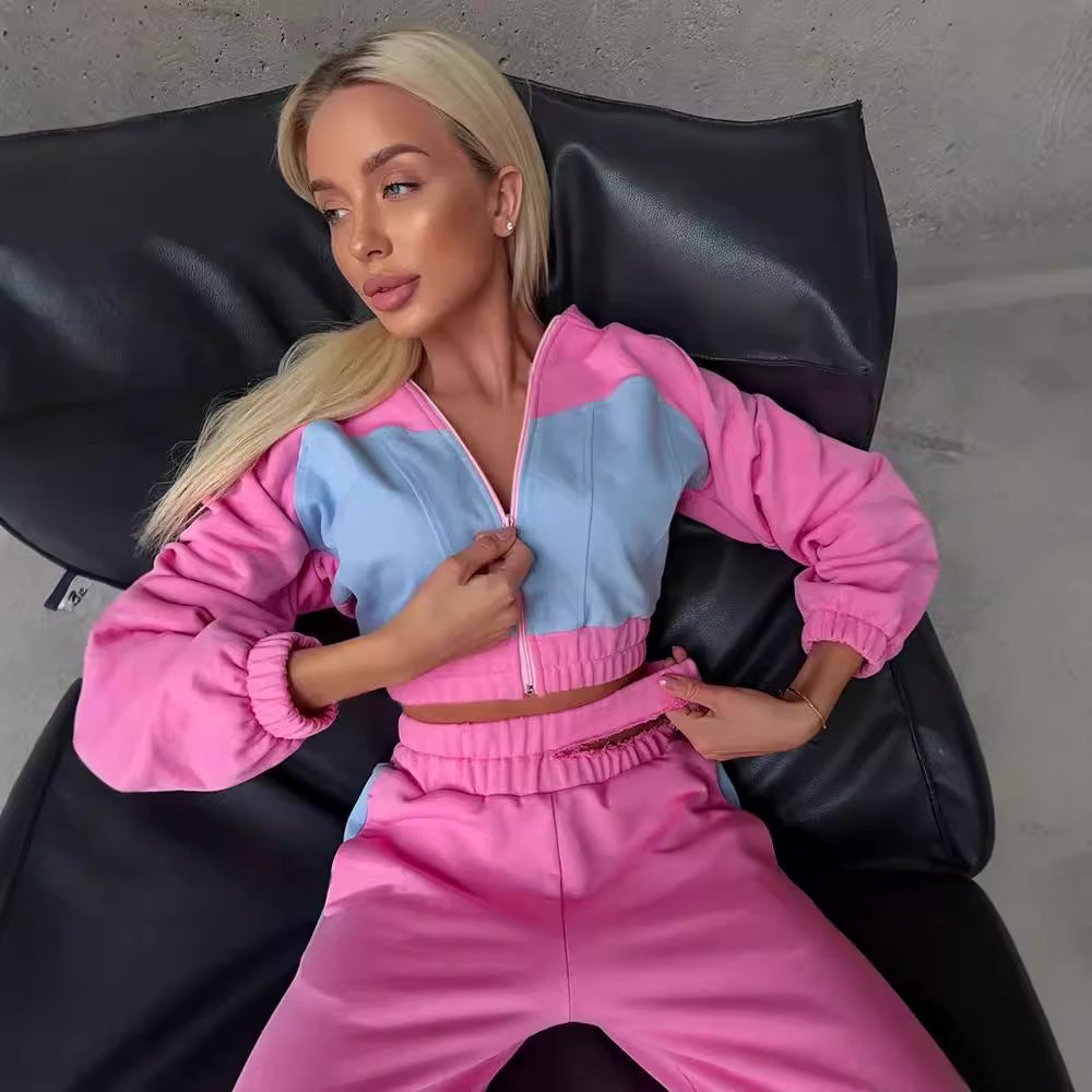 Damen Sportliches Zweiteiler-Set mit Crop-Top und weitem Schnitt Stalluxe