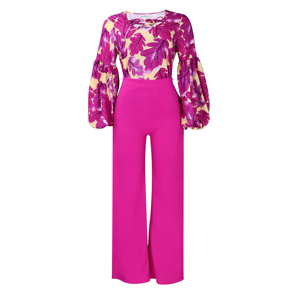 Damen Modischer Jumpsuit mit weit geschnittenen Beinen und auffälligem Blütenmuster Stalluxe