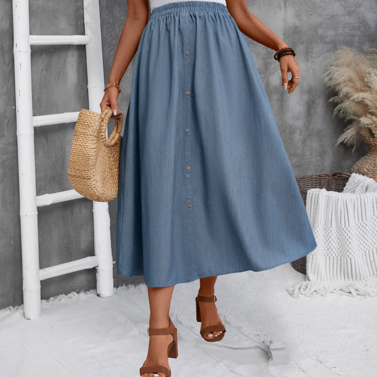 Damen Maxirock mit Knopfleiste Stalluxe