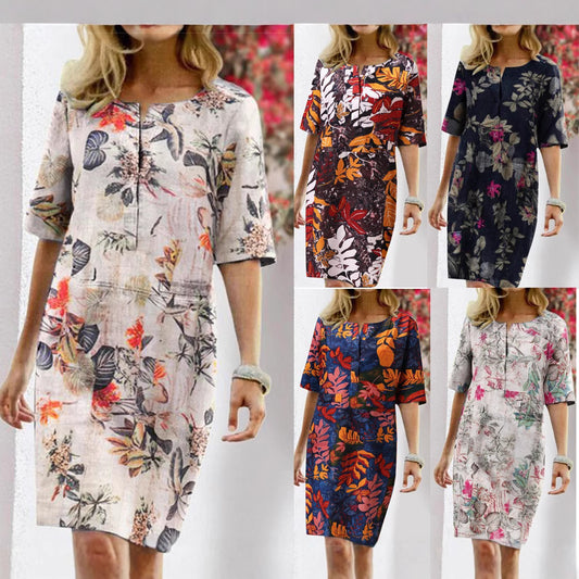 Women's Tropical Print Shift Dress Stalluxe