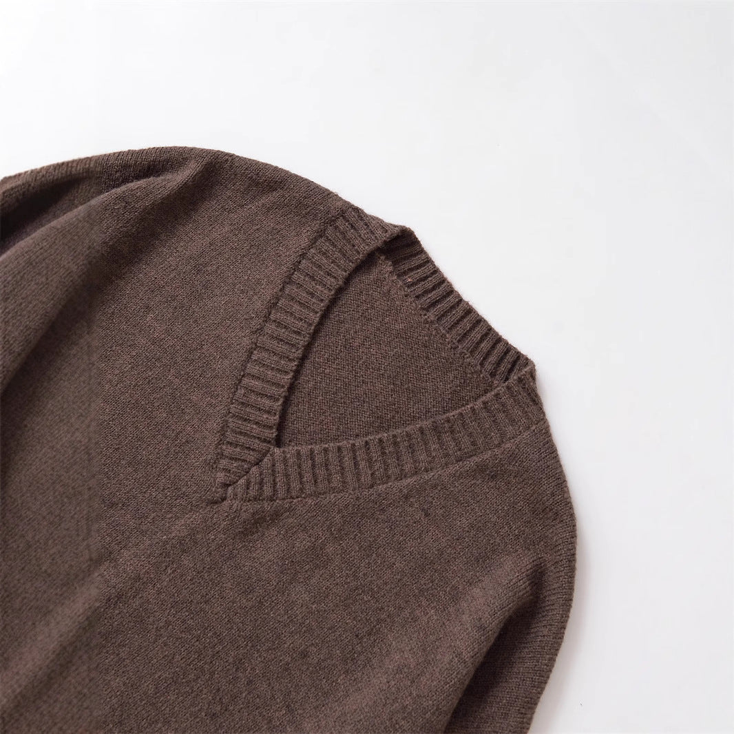 Damen gemütlicher Strickpullover mit V-Ausschnitt und großzügigem Schnitt Stalluxe