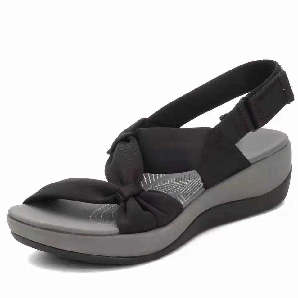 Damen Komfortable Riemensandalen mit elastischem Knötchen-Design und rutschfester Sohle Stalluxe