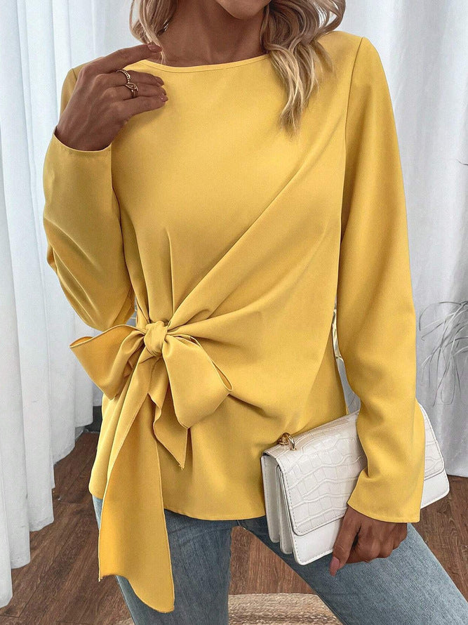 Damen Elegantes Blusenshirt mit seitlichem Knoten Stalluxe