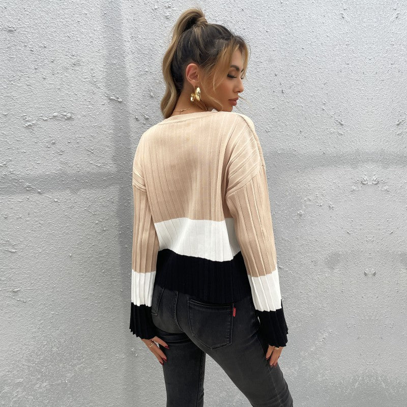 Damen Strickpullover mit modischem Blockstreifen-Design und weiten Ärmeln Stalluxe