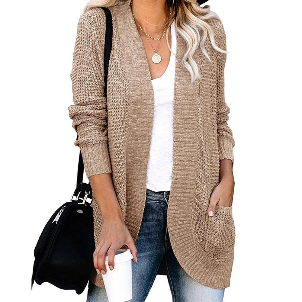 Damen legerer Strickmantel mit Taschen und offenen Front Stalluxe