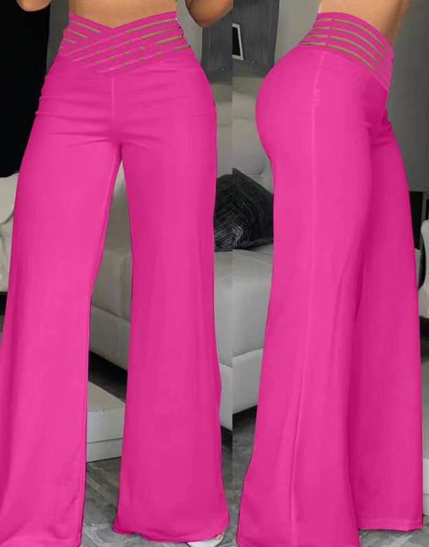 Damen Weite High-Waist-Hose mit verziertem Bund Stalluxe
