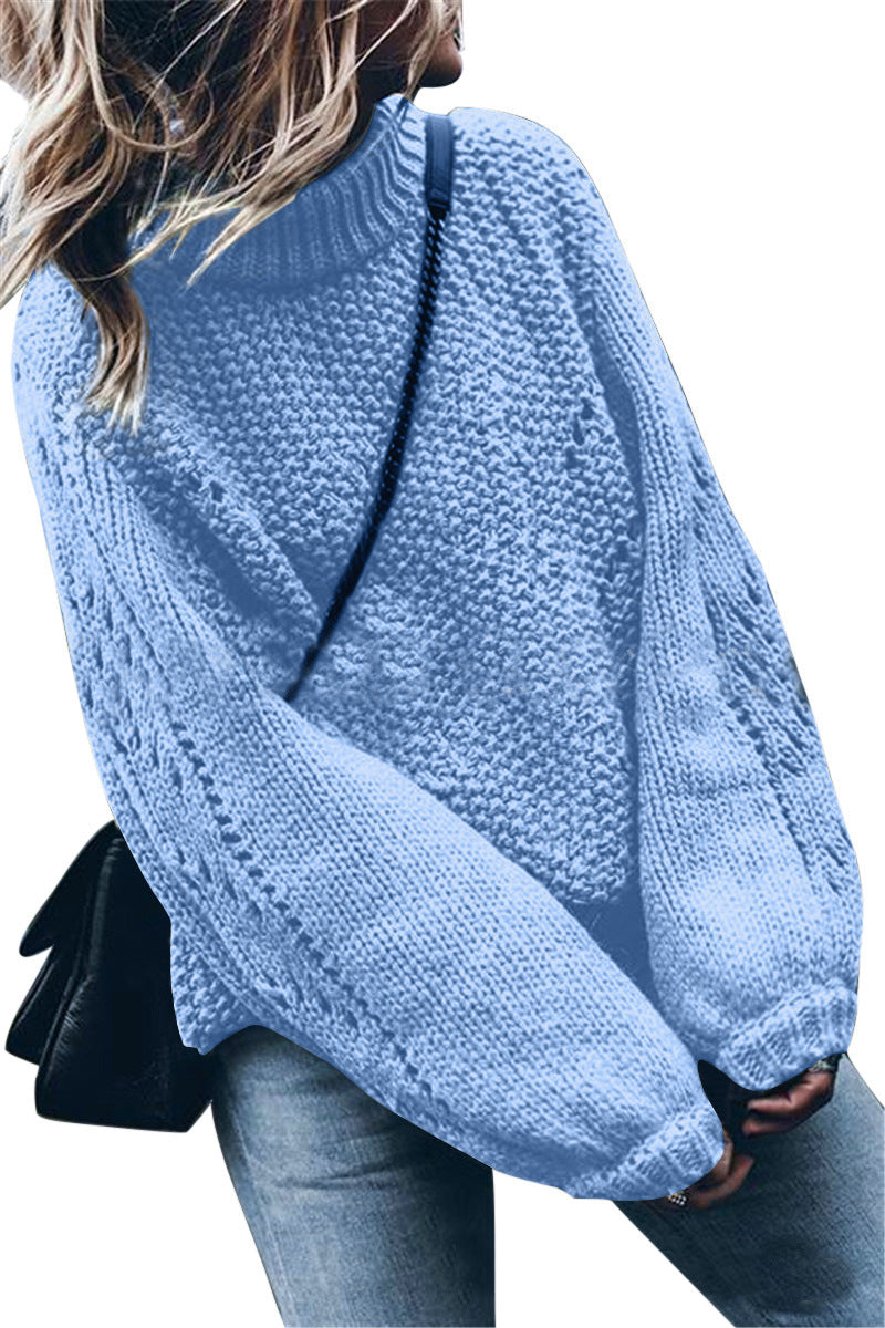 Damen Grobstrickpullover mit weitem Schnitt und modischem Rollkragen Stalluxe