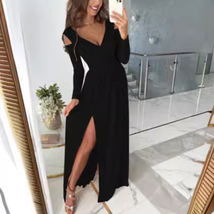 Damen Maxikleid mit eleganten Cut-Outs und hohem Schlitz Stalluxe