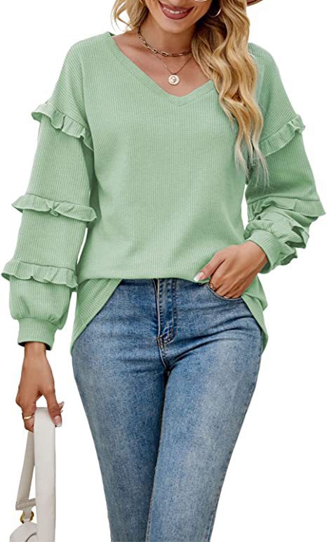 Damen Rüschensweater mit V-Ausschnitt Stalluxe