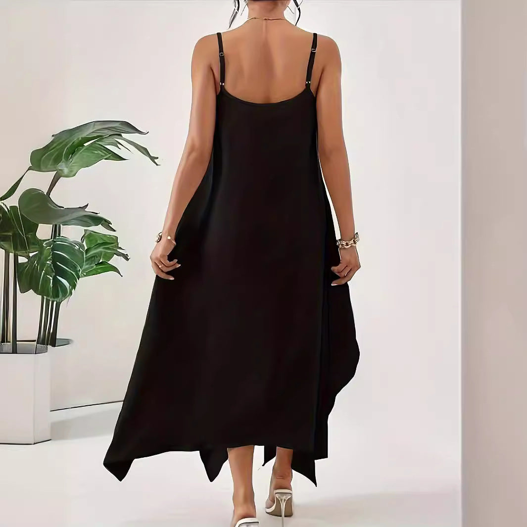 Damen Luftiges Spaghettiträger-Kleid mit asymmetrischem Saum und weichem Stoff Stalluxe