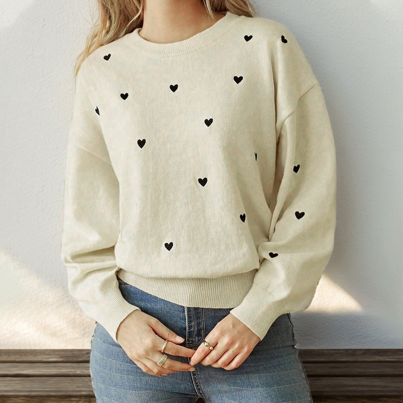 Damen kuscheliger Pullover mit Herzmotiven Stalluxe