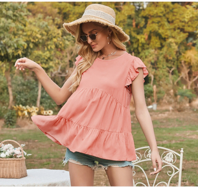 Damen lässige Bluse mit Rüscheneinsatz und voluminösem Schnitt Stalluxe