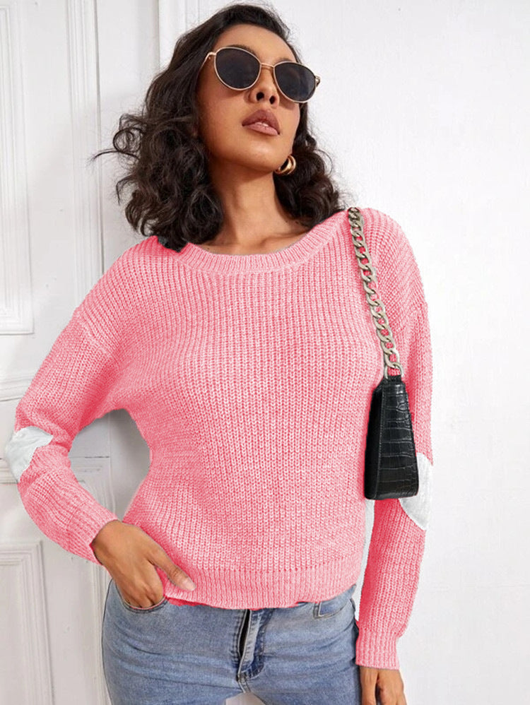 Damen Modischer Strickpullover mit kontrastierenden Ärmelakzenten Stalluxe
