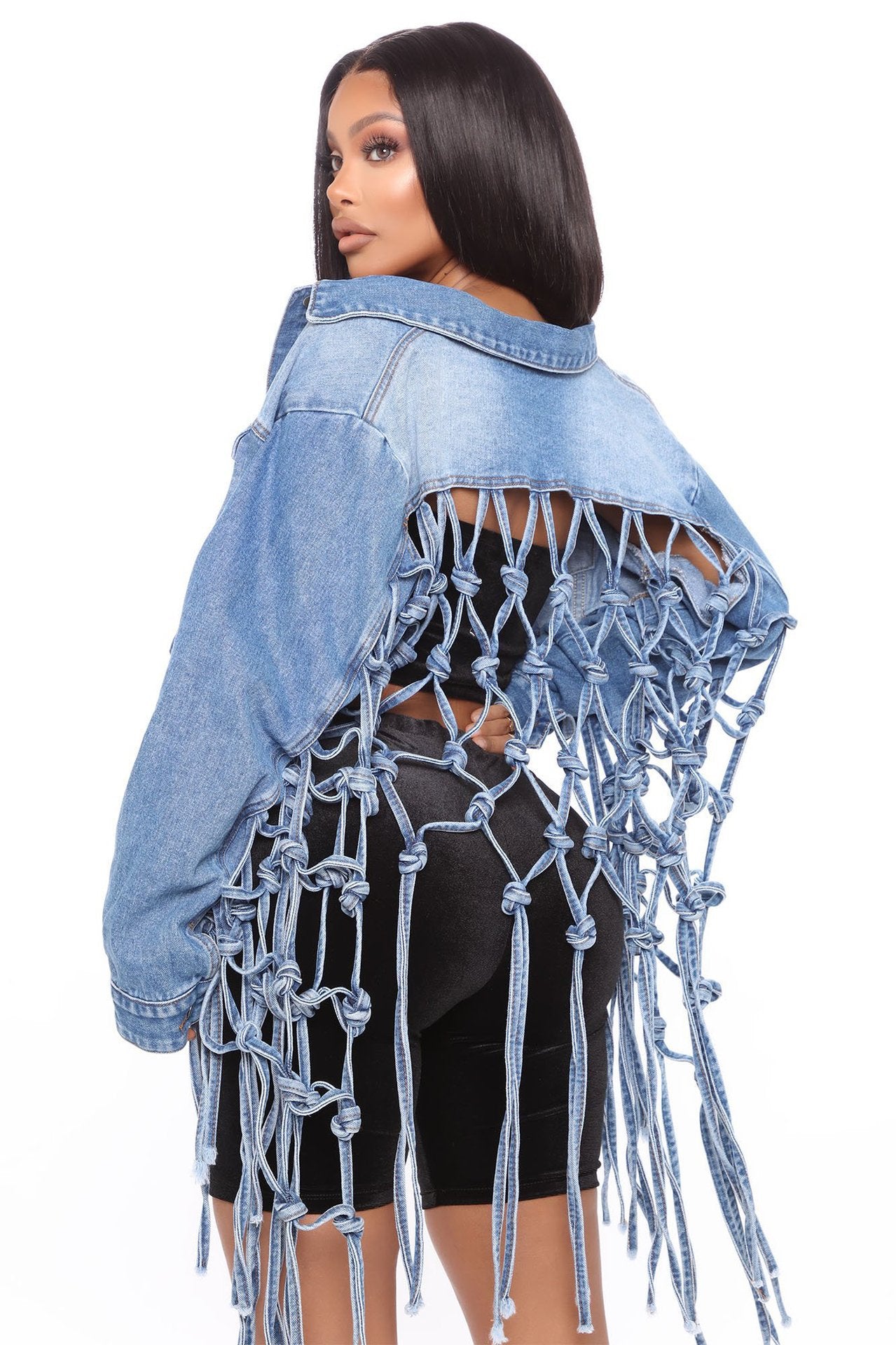 Damen Denimjacke mit einzigartigem Knoten-Detail und lässigem Schnitt Stalluxe
