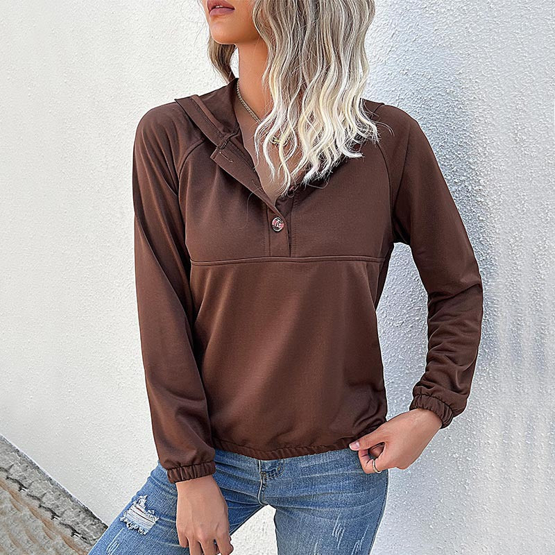 Damen Sportpullover mit Kapuze und Knopfleiste Stalluxe
