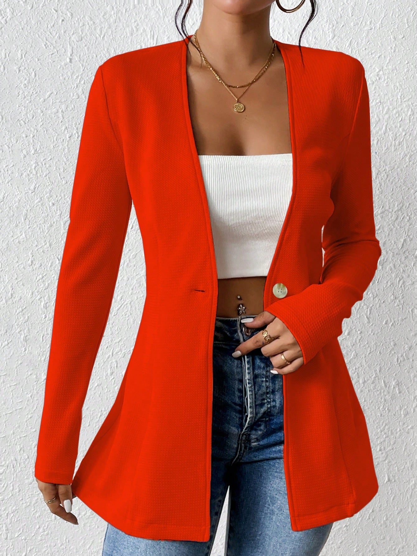 Damen elegante Blazerjacke mit asymmetrischem Schnitt Stalluxe
