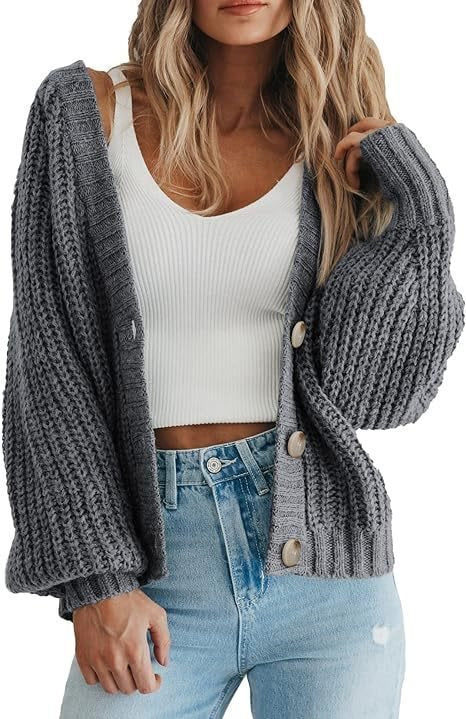 Damen Grobstrick-Cardigan mit Knopfdetails und weitem Schnitt Stalluxe