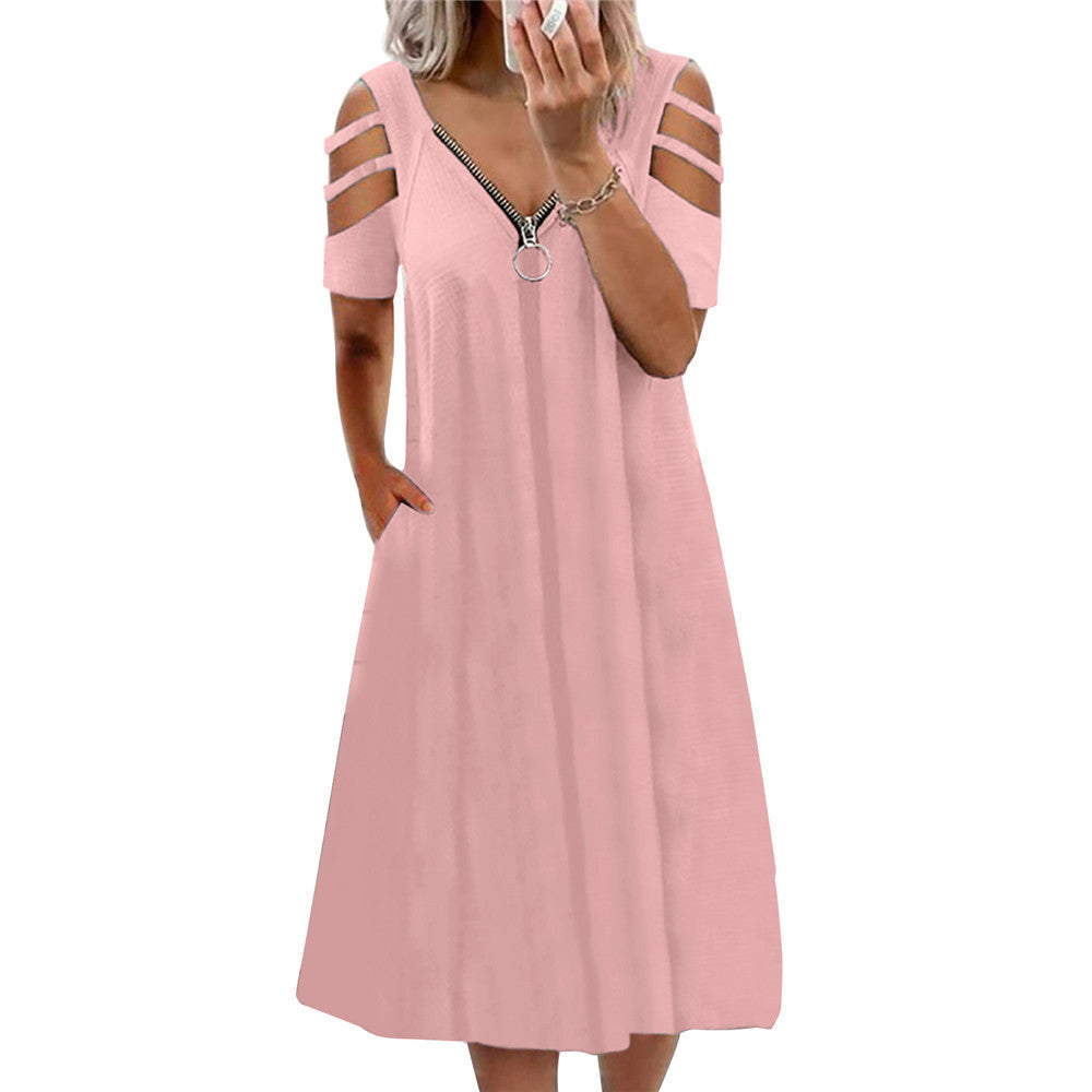 Damen Kleid mit offenen Schultern und tiefem V-Ausschnitt Stalluxe