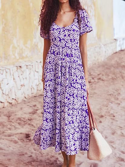 Damen Maxikleid mit schwingendem Saum und floralem Muster Stalluxe