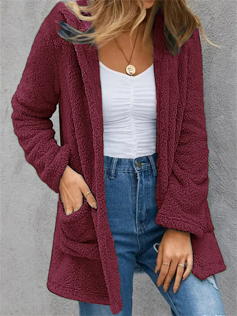 Women's Plush Fleece Open-Front Coat Stalluxe