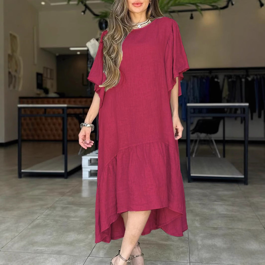 Damen luftiges Maxikleid mit asymmetrischem Saum und Volants Stalluxe