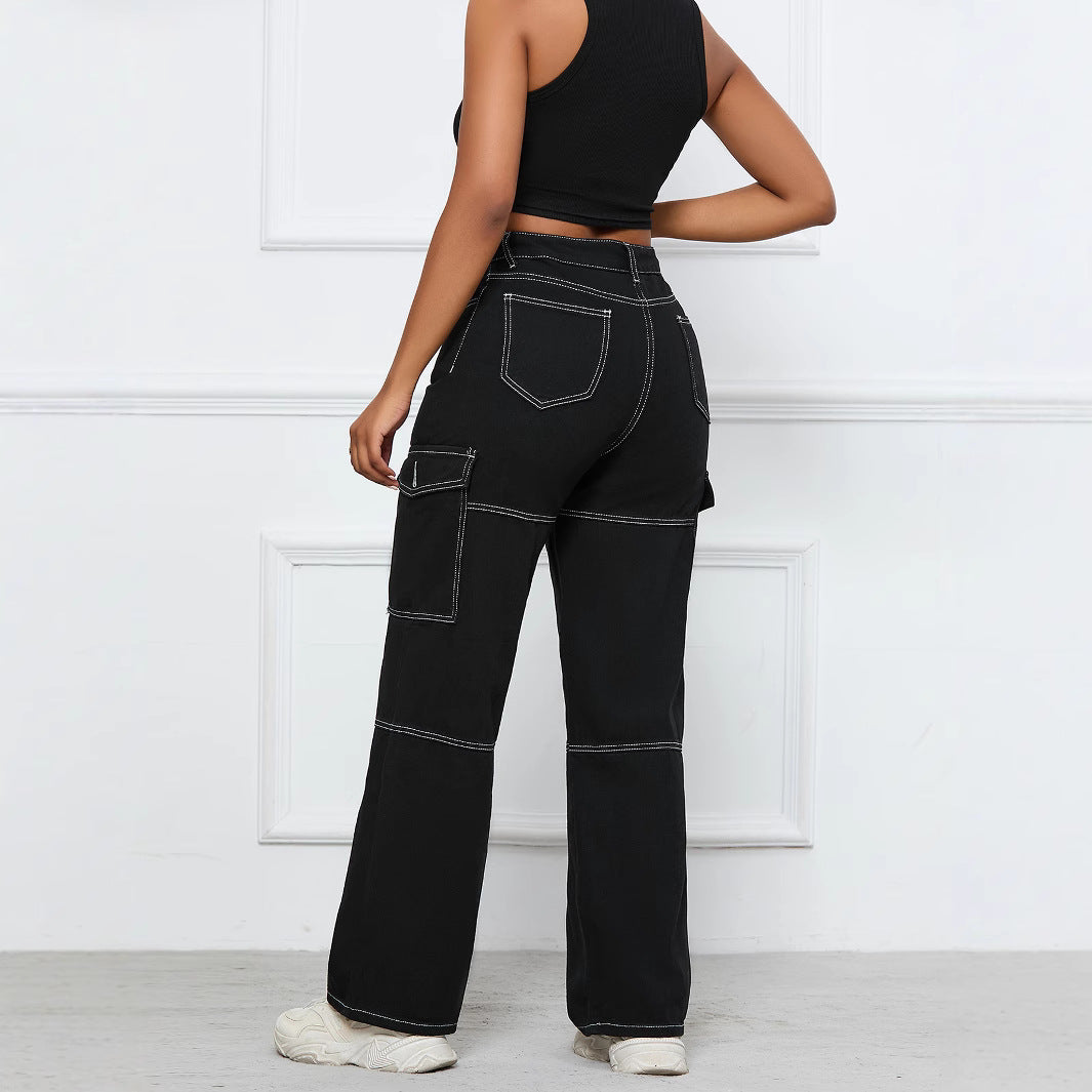 Damen Cargo-Jeans mit weitem Schnitt und praktischen Taschen Stalluxe