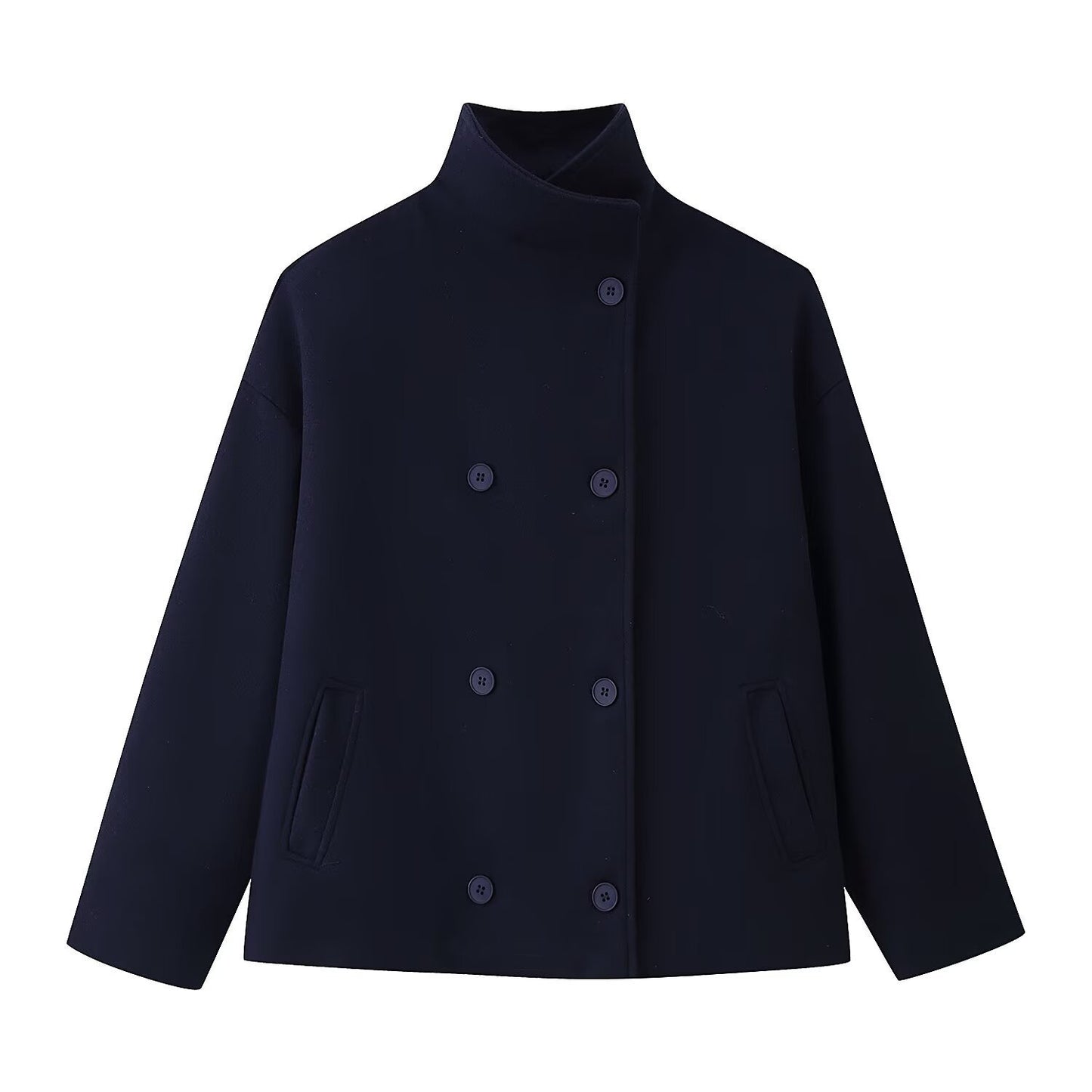 Damen modische Wolljacke mit doppelter Knopfleiste Stalluxe