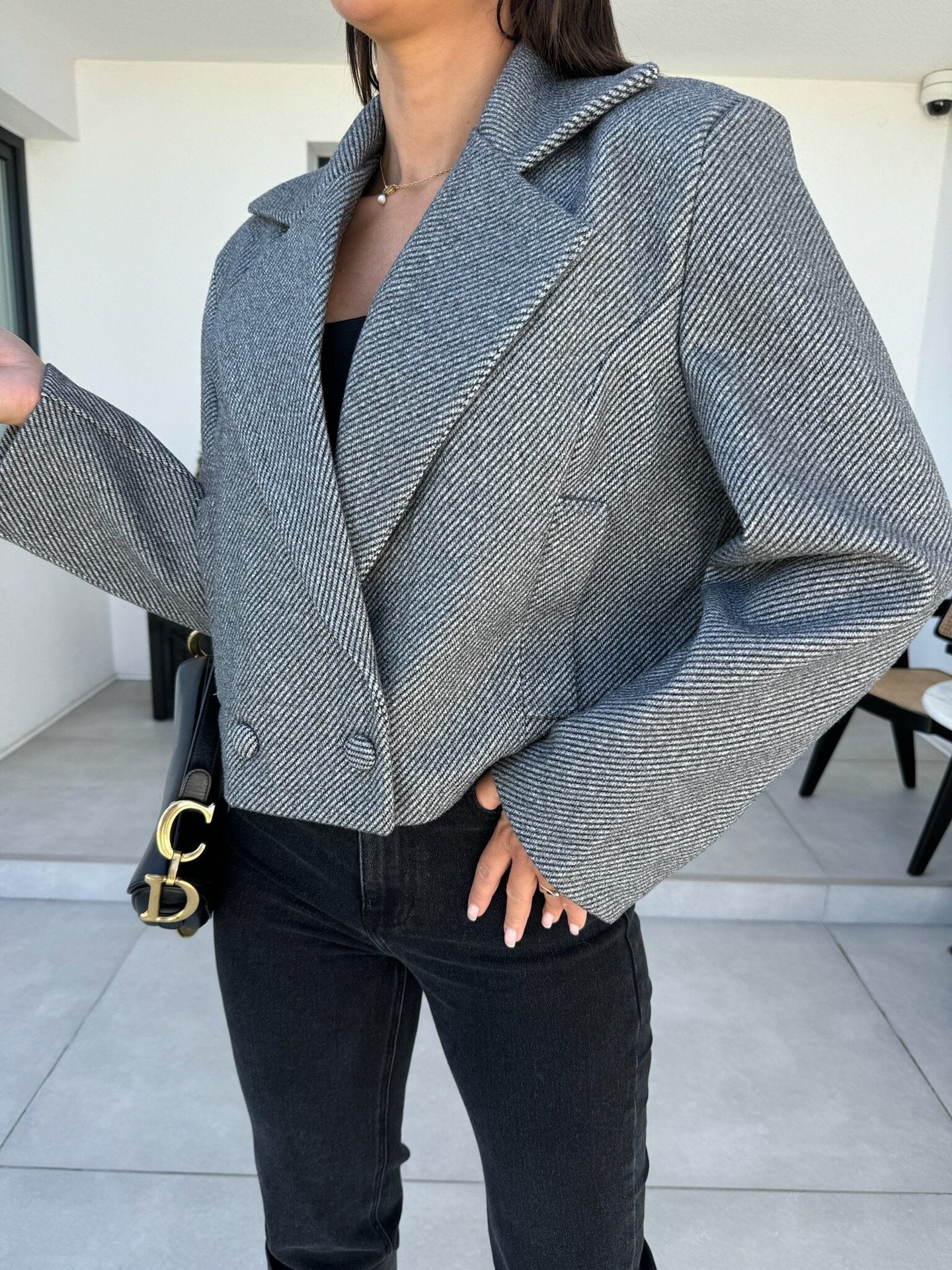 Damen Modischer Oversized-Blazer im klassischen Streifenmuster Stalluxe