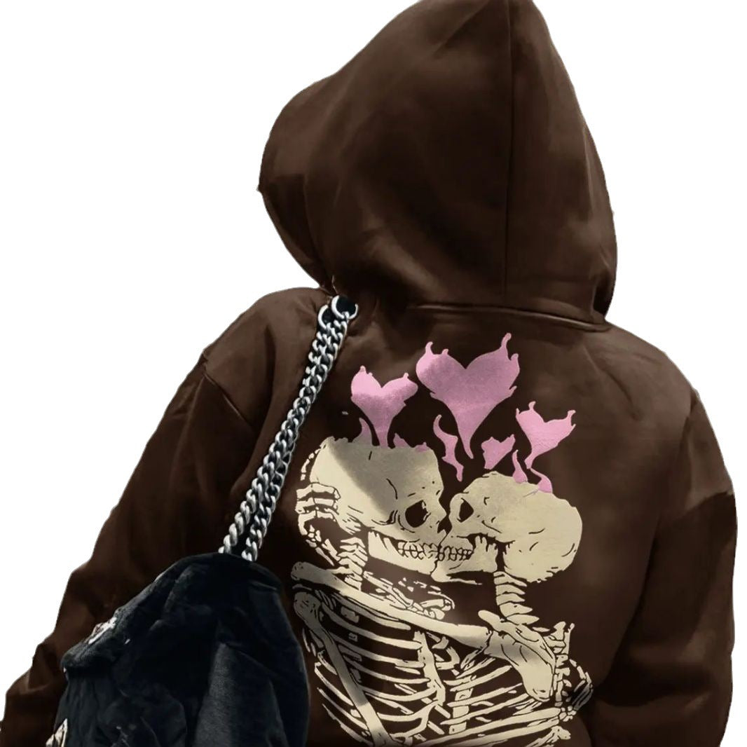Damen Hoodie mit einzigartigem Skelett-Motiv und Herzgrafik Stalluxe