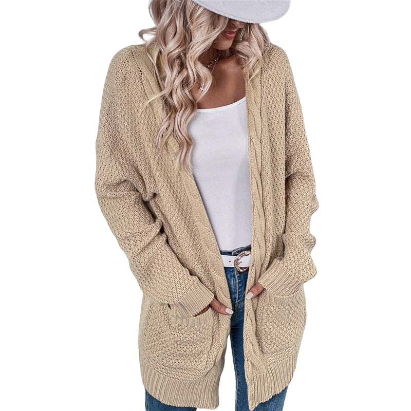 Damen Großer Strickcardigan mit aufwendigem Maschenmuster und praktischen Taschen Stalluxe