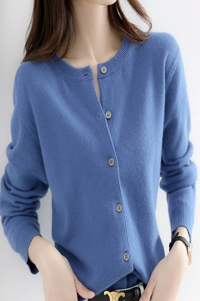 Damen Langärmliger Cardigan aus weichem Feinstrick mit Knopfleiste Stalluxe