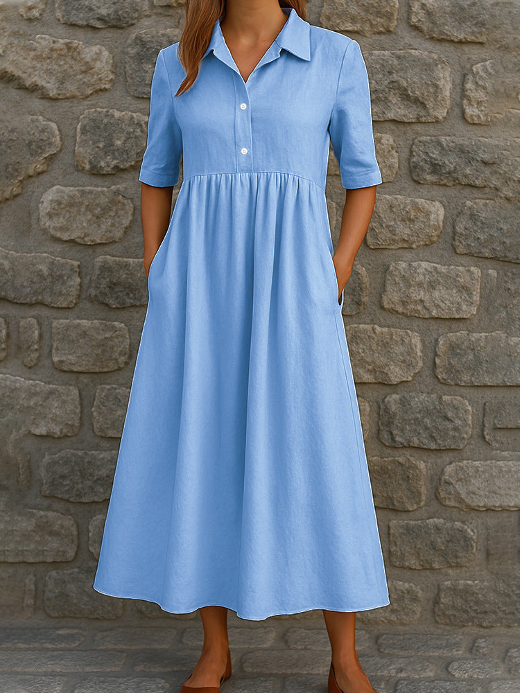 Damen Hemdkleid mit taillierter Silhouette und praktischen Taschen Stalluxe