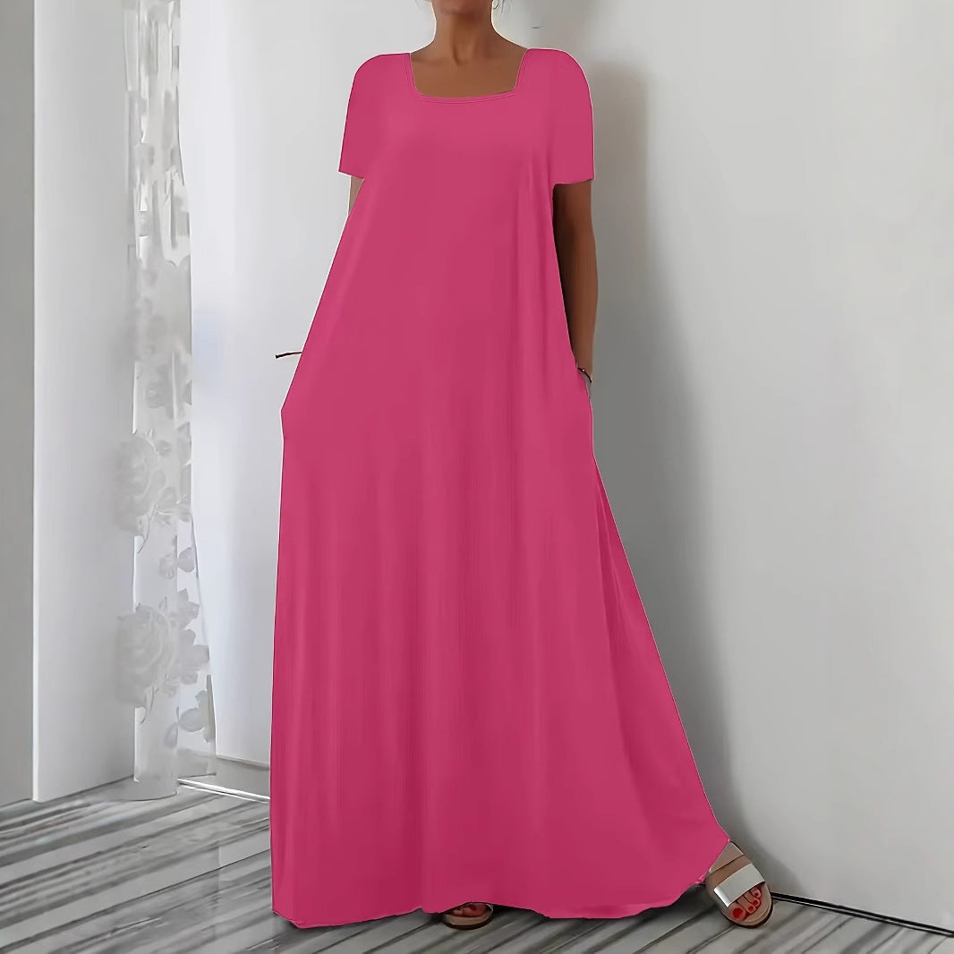 Damen Maxikleid mit weitem Schnitt und praktischen Taschen Stalluxe