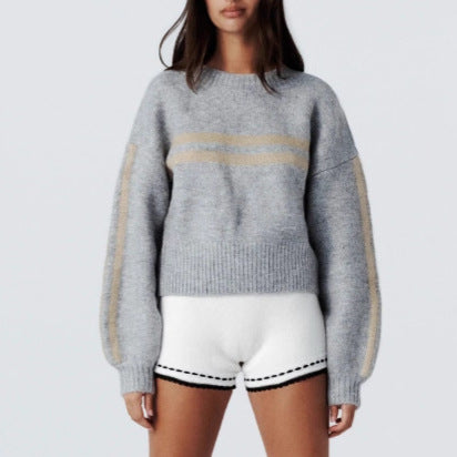 Damen lässiger Sweater mit Streifenmuster und weitem Schnitt Stalluxe