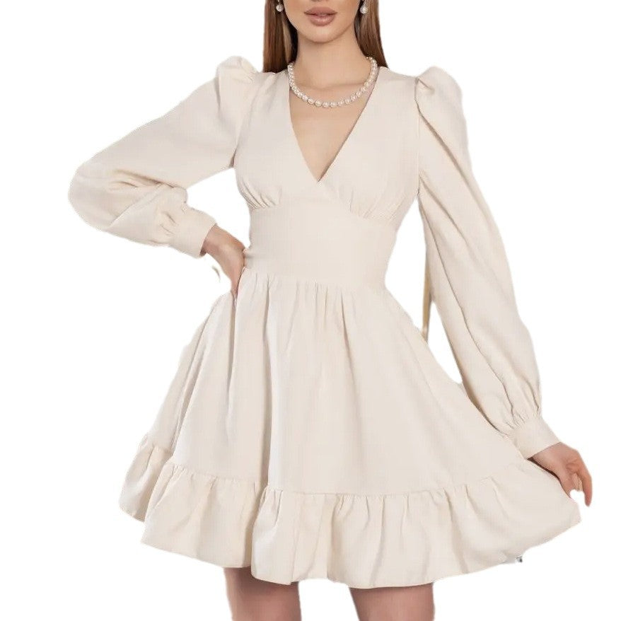 Damen Minikleid mit schwingendem Rock und Puffärmeln Stalluxe