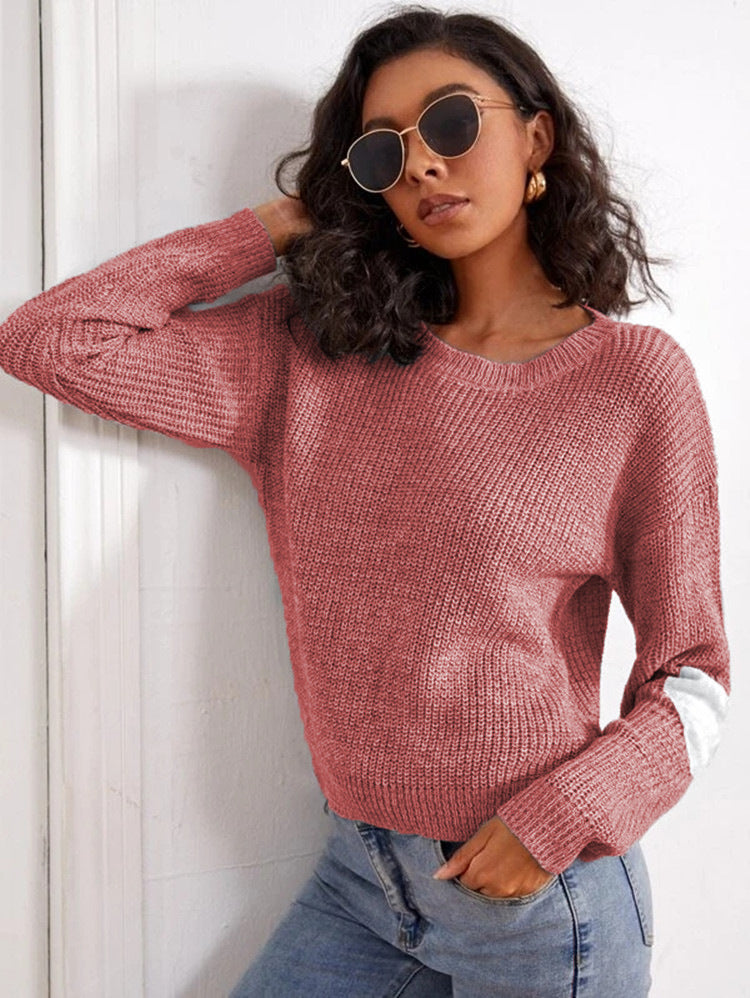 Damen Modischer Strickpullover mit kontrastierenden Ärmelakzenten Stalluxe