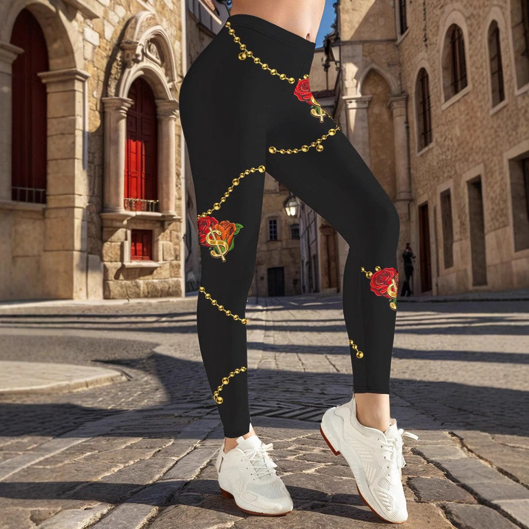 Damen Sportliche Leggings mit floralen Akzenten und hohem Bund Stalluxe